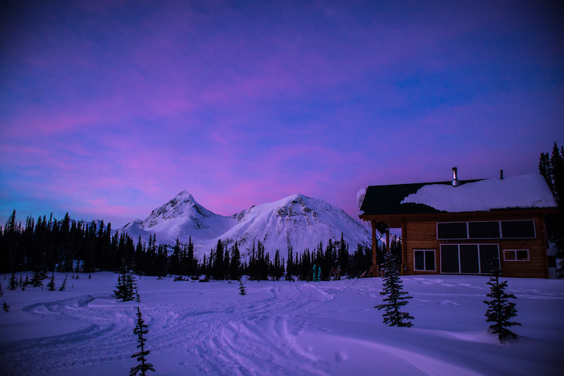 Sunset at the Mallard Mountain Backcountry Lodge, BC