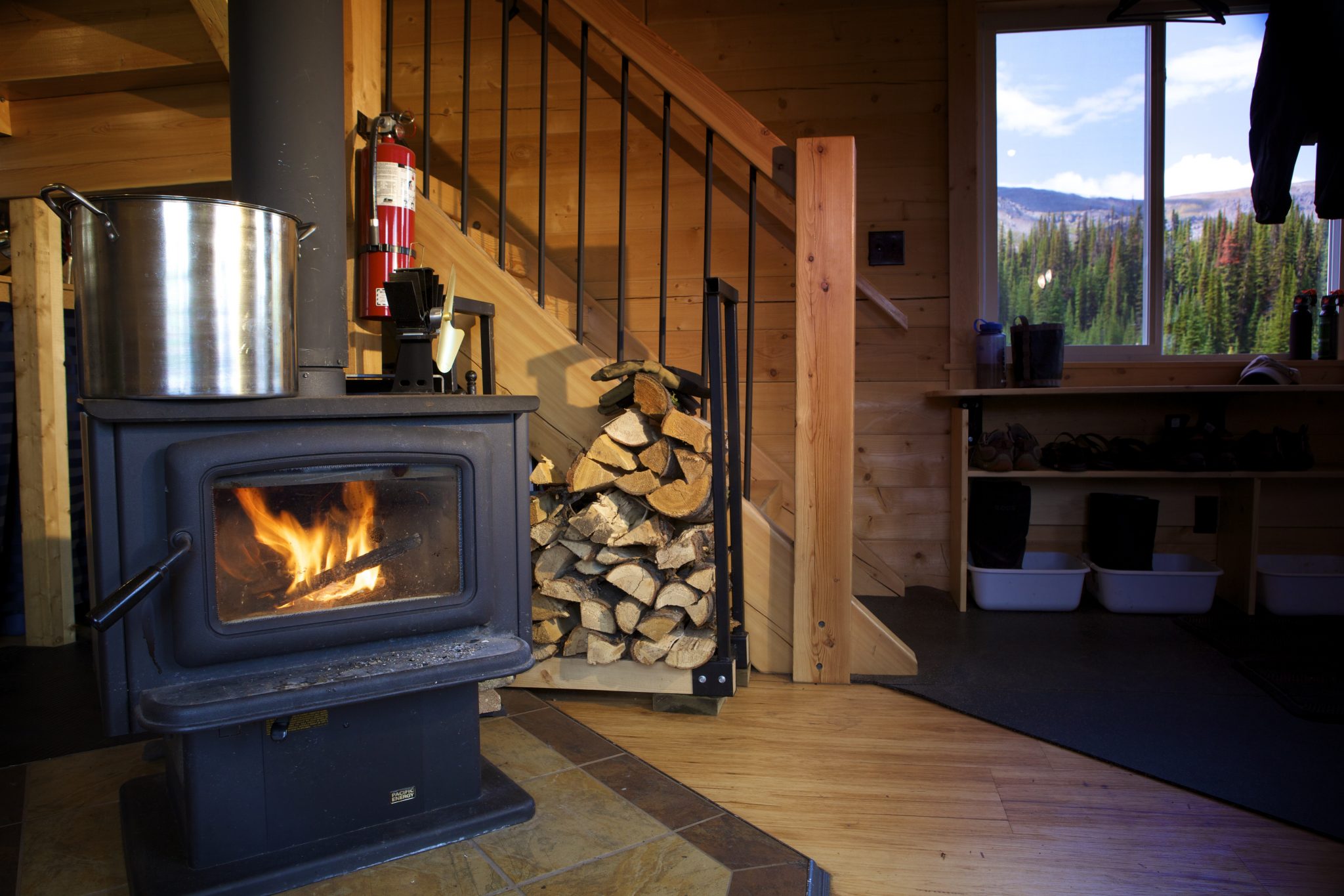 wood burning fireplace