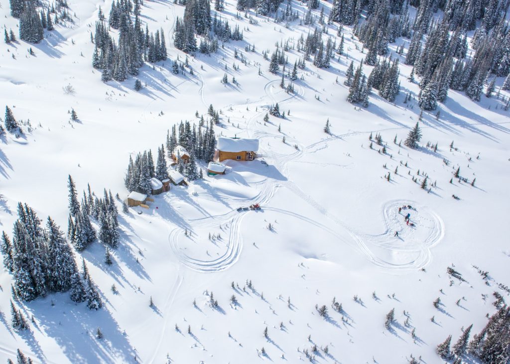 Birds-eye-view of the Mallard Mountain Ski Lodge, BC