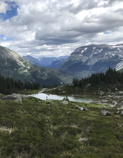 high alpine lake and valley view