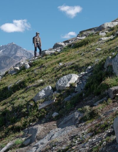 hikers on high alpine ridge